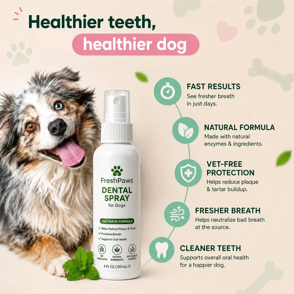 FreshPaws Enzymatic Dental Spray for Dogs with dog