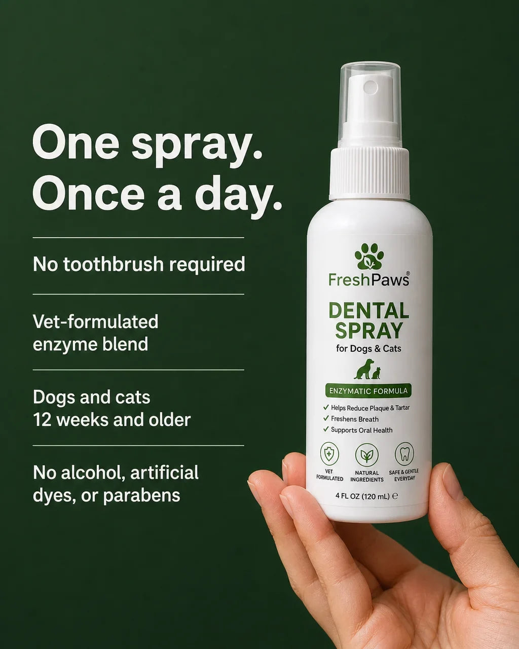[Scale AI] benefits_list — FreshPaws Enzymatic Dental Spray for Dogs & Cats