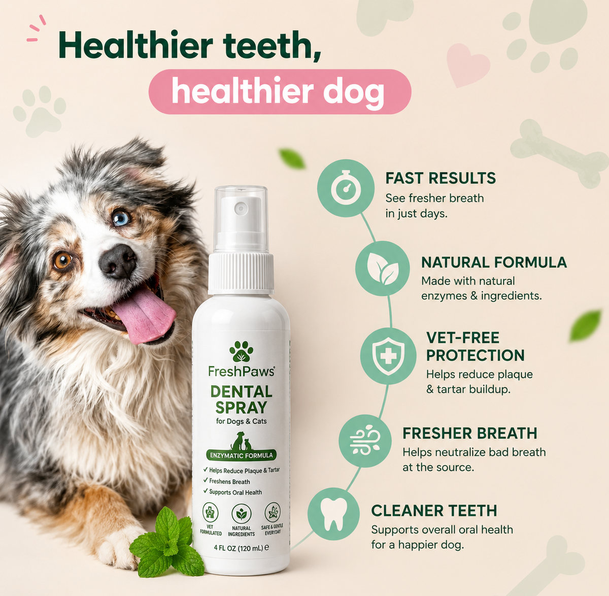 FreshPaws Enzymatic Dental Spray for Dogs & Cats